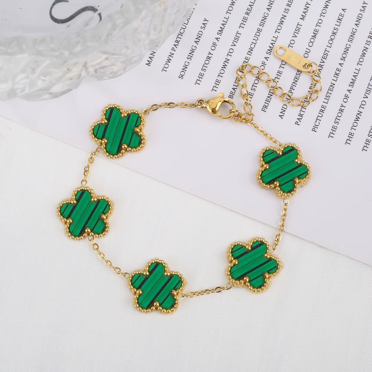 Classic Luxury Stainless Steel Bracelet Ladies Adjustable Five Flower Bracelets for Women New Fashion Jewelry Gifts Clover