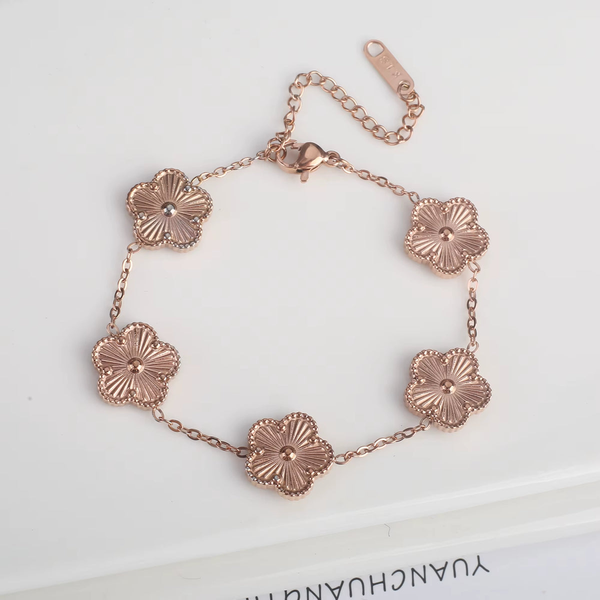 Classic Luxury Stainless Steel Bracelet Ladies Adjustable Five Flower Bracelets for Women New Fashion Jewelry Gifts Clover