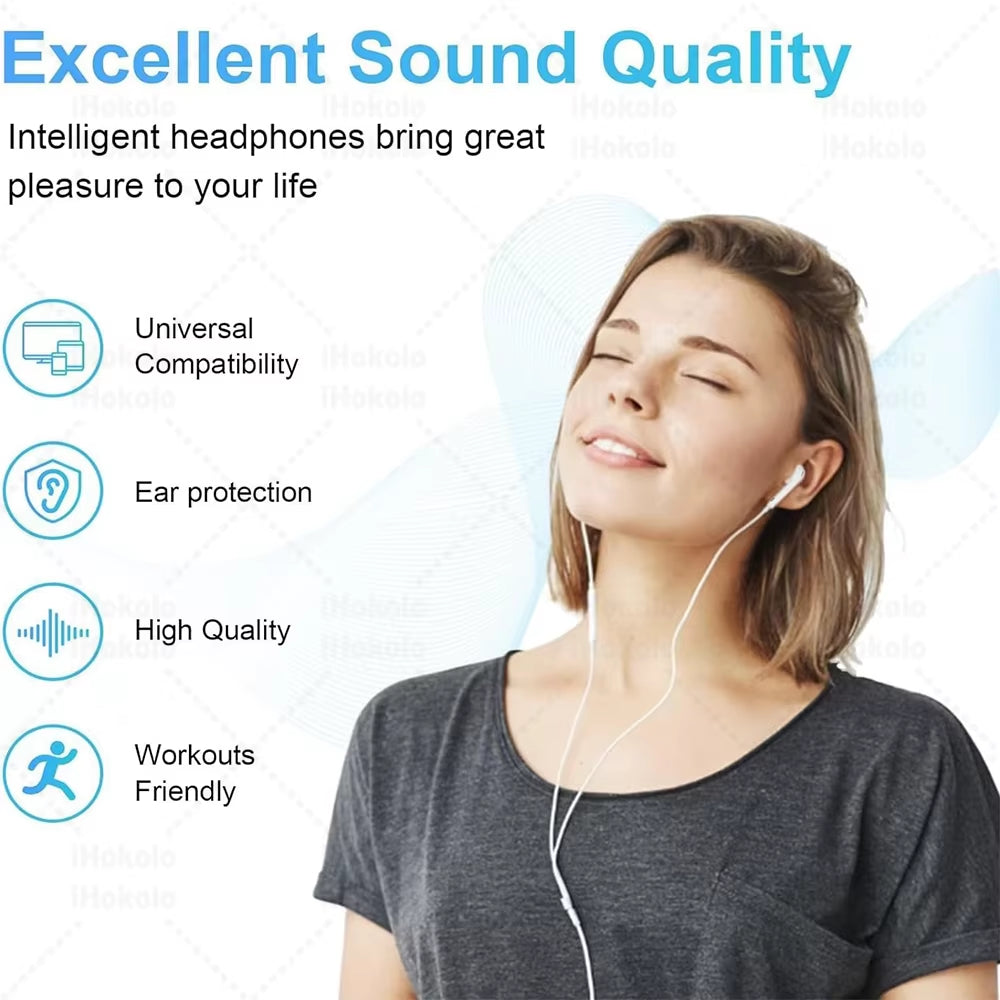 Original Headphones for Apple Iphone 17 16 15 Pro Max 14 13 12 11 USB-C Lightning 3.5Mm Wired Earphone X 6 7 8 Phone Accessories