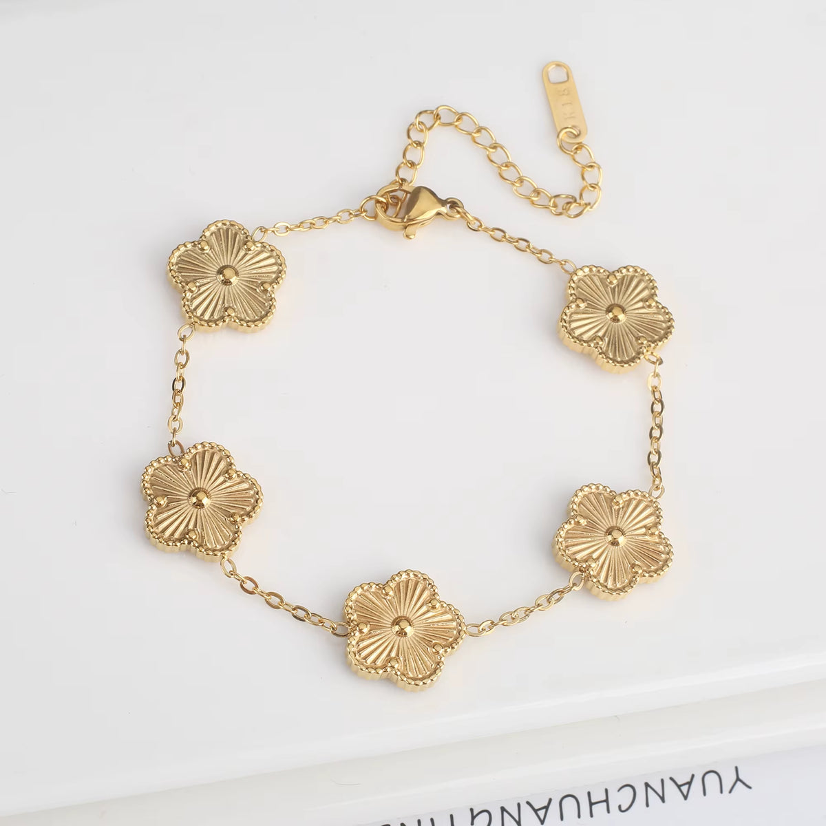 Classic Luxury Stainless Steel Bracelet Ladies Adjustable Five Flower Bracelets for Women New Fashion Jewelry Gifts Clover