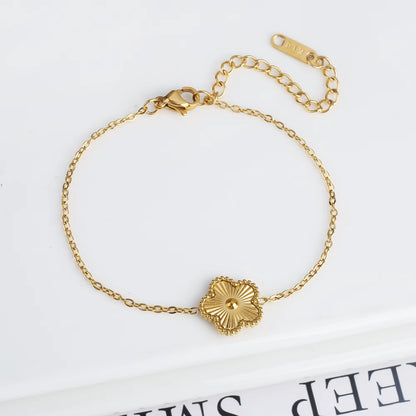 Classic Luxury Stainless Steel Bracelet Ladies Adjustable Five Flower Bracelets for Women New Fashion Jewelry Gifts Clover