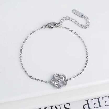 Classic Luxury Stainless Steel Bracelet Ladies Adjustable Five Flower Bracelets for Women New Fashion Jewelry Gifts Clover