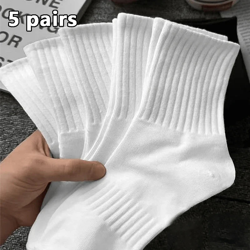 Elevate Your Comfort with 5 Pairs of Breathable Knee-High Men's Socks - Perfect for Autumn and Winter Sports!