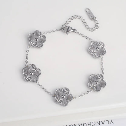 Classic Luxury Stainless Steel Bracelet Ladies Adjustable Five Flower Bracelets for Women New Fashion Jewelry Gifts Clover