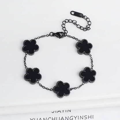 Classic Luxury Stainless Steel Bracelet Ladies Adjustable Five Flower Bracelets for Women New Fashion Jewelry Gifts Clover