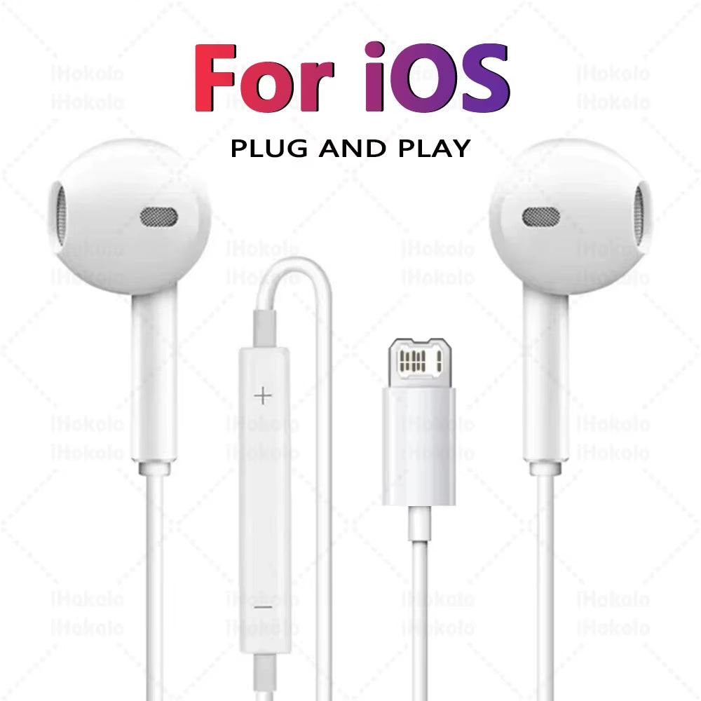 Original Headphones for Apple Iphone 17 16 15 Pro Max 14 13 12 11 USB-C Lightning 3.5Mm Wired Earphone X 6 7 8 Phone Accessories